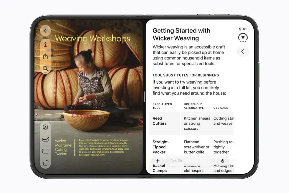 iPhone Duo上的Safari与Siri并列界面